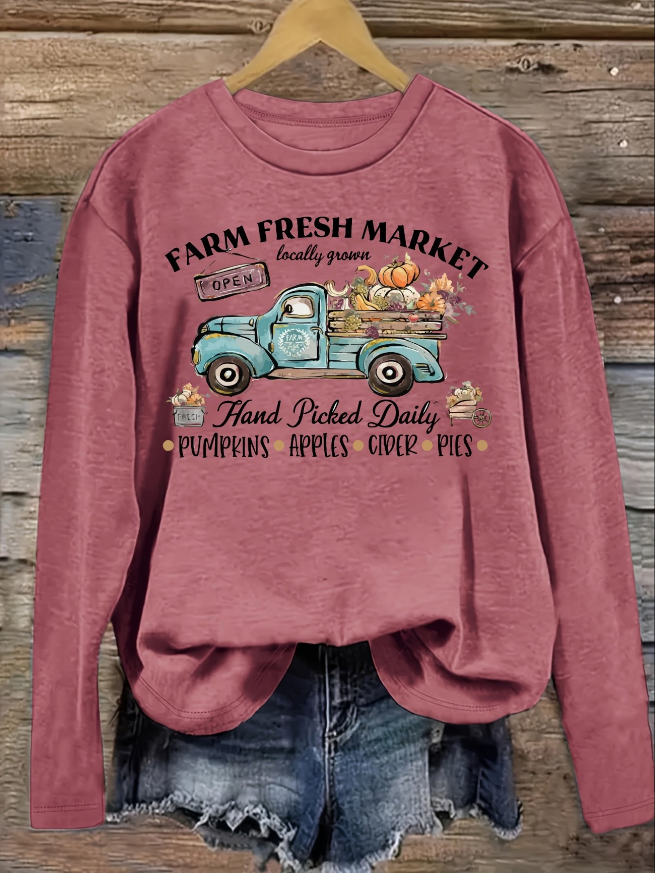 Women's Casual Long Sleeve Cre - Farming A recension och pris